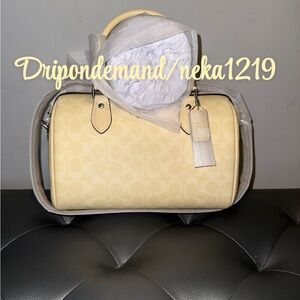 Coach Rowan Satchel Bag In Signature Canvas- Silver/Hay